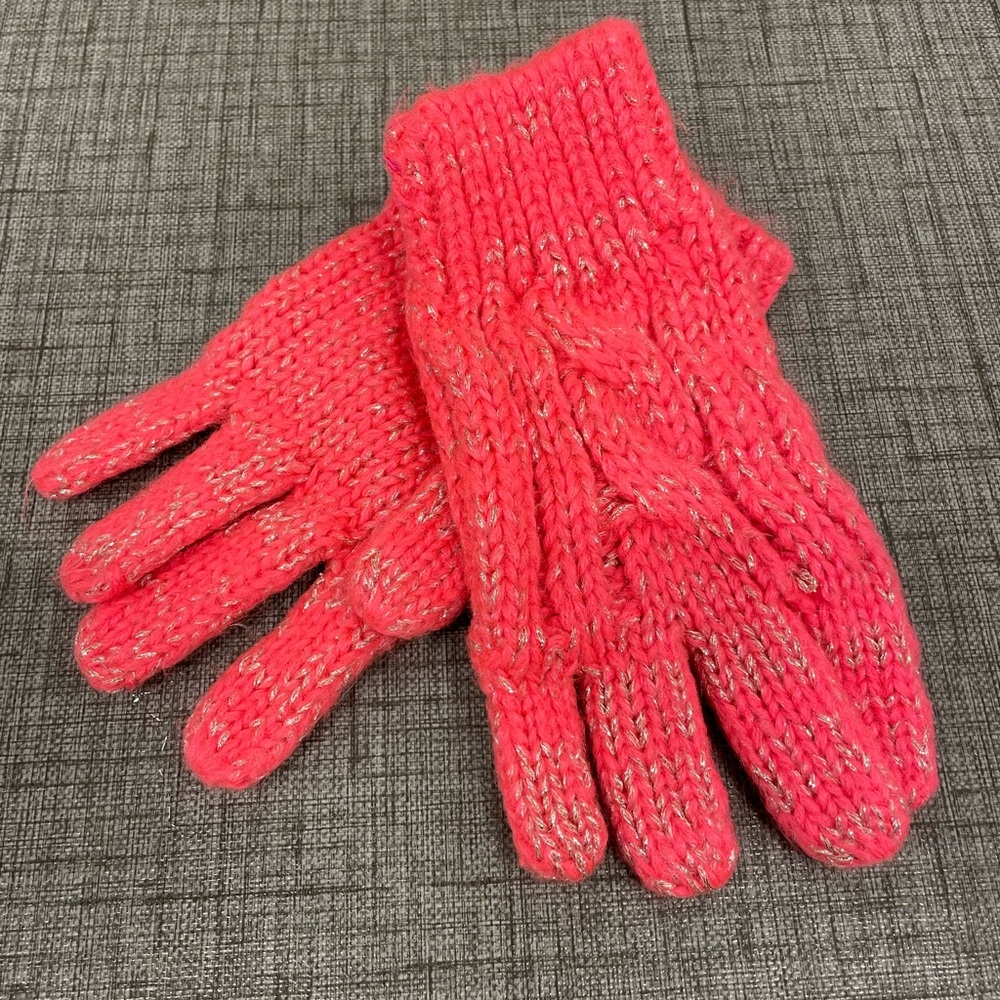 Girls pink and silver gloves